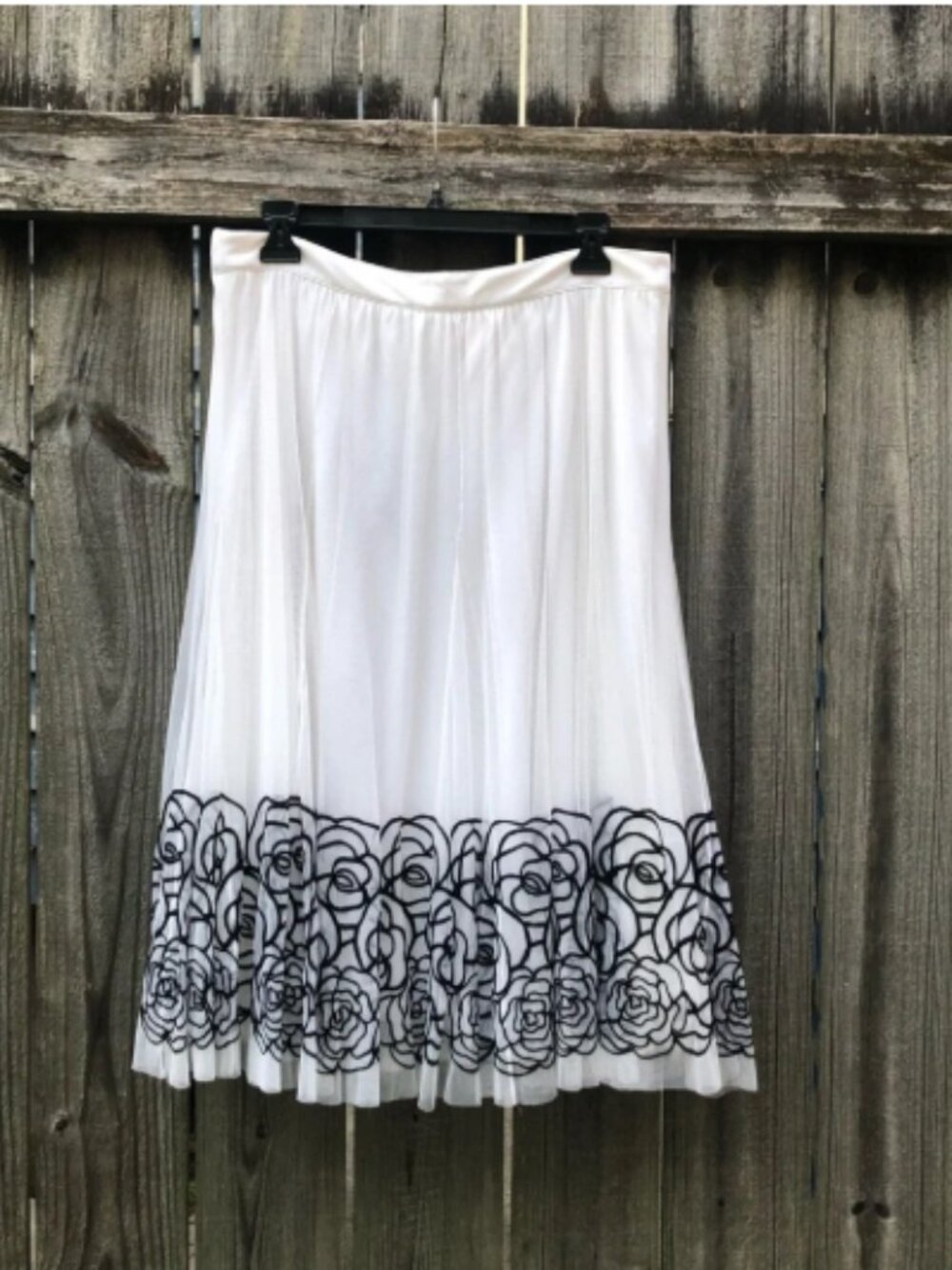 Oscar by Oscar de la Renta Floral Embroidered Mesh Midi Skirt Size 8